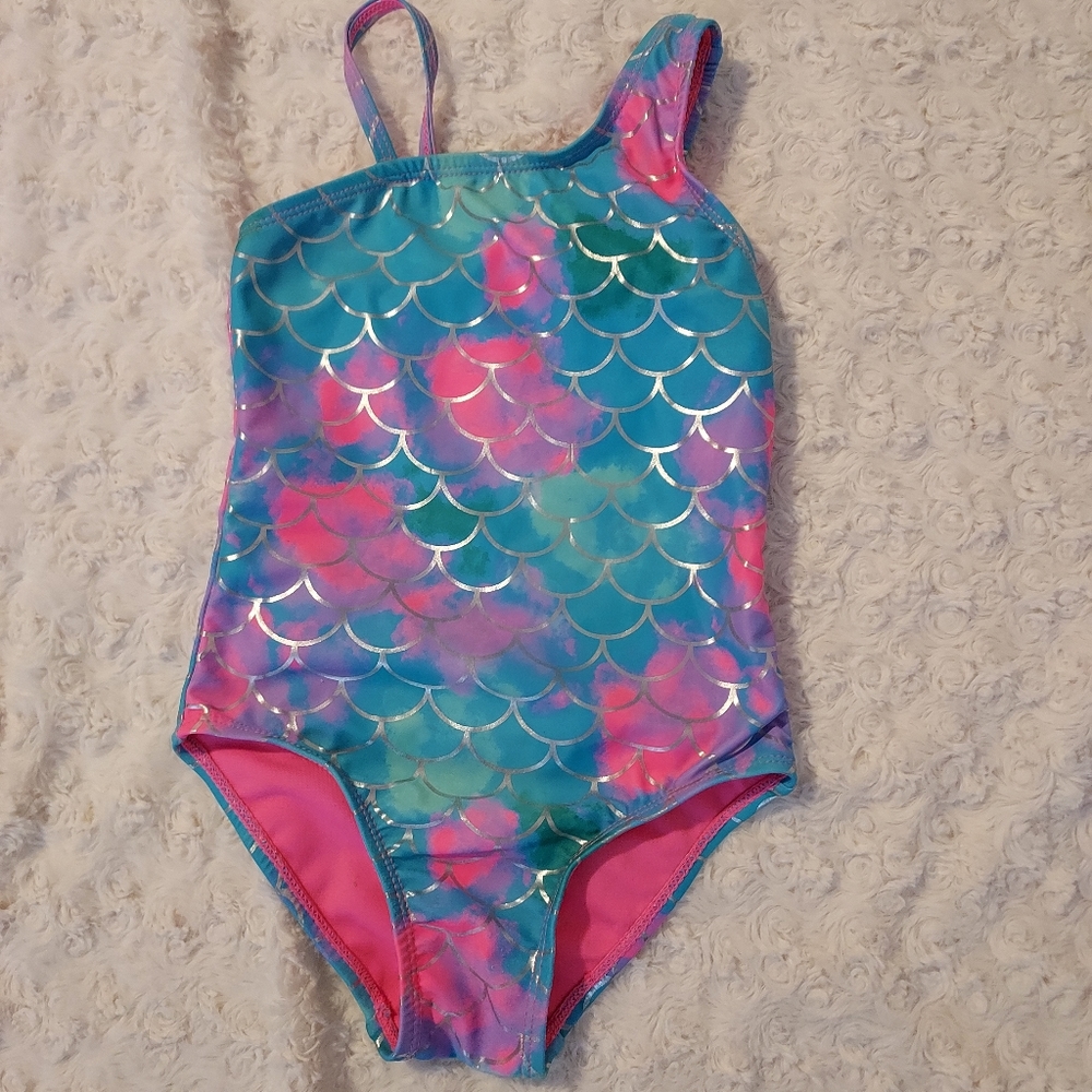 Shiny Mermaid one-piece bathing Swimming suit youth 4/5 Beach Pool Vacation